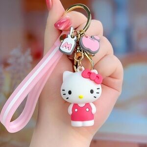 Sanrio Hello Kitty Pink Pom Keychain kawaii anime.                            C2